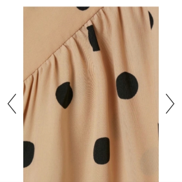 H&M Black Batwing Sleeve Polka Dot Blouse - Tan  Sz L - Picture 7 of 9